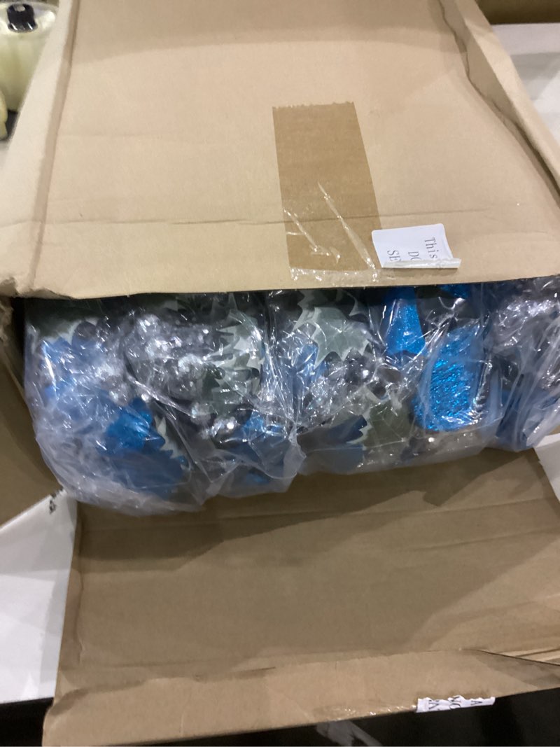 Condition photo showing New/Like New for 10 Set Poinsettia Garland with Lights - Bulk Prelit Artificial Poinsettia with Holly Leaves Berries Garland Decoration for Holiday Wedding Party Decor(Gold)