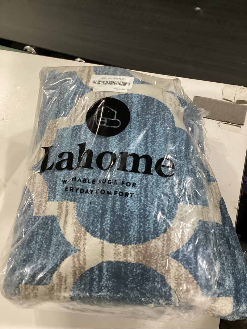 Condition photo showing As Is for lahome moroccan washable rugs 3x5,non-slip 3x5 entryway blue rug for bedroom accent indoor distressed rugs throw carpet for living room laundry room decor meline (3’ x 5’, blue) 3' x 5' (rectangular) blue