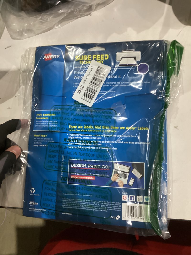 Condition photo showing New/Like New for Avery Printable Shipping Labels with Sure Feed, 2" x 4" Customizable Stickers, White, 250 Blank Mailing Labels, Great for Mailing, Shipping, and More (8163) 250 labels