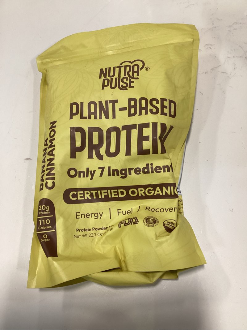 NUTRAPULSE Banana Cinnamon Vegan Protein Powder – 20g Plant-Based Protein – Organic, Non-GMO, Gluten