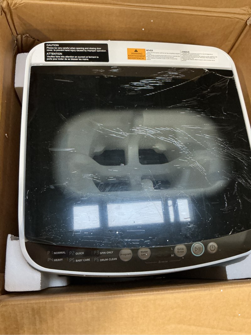 Condition photo showing New/Like New for Midea Portable Washing Machine, 0.9 cu. ft with 6 Cycles, Drum Clean, Quick, Stainless Steel Tub, Transparent Lid, LED Display Washing Machine, White 0.9 cu. ft.