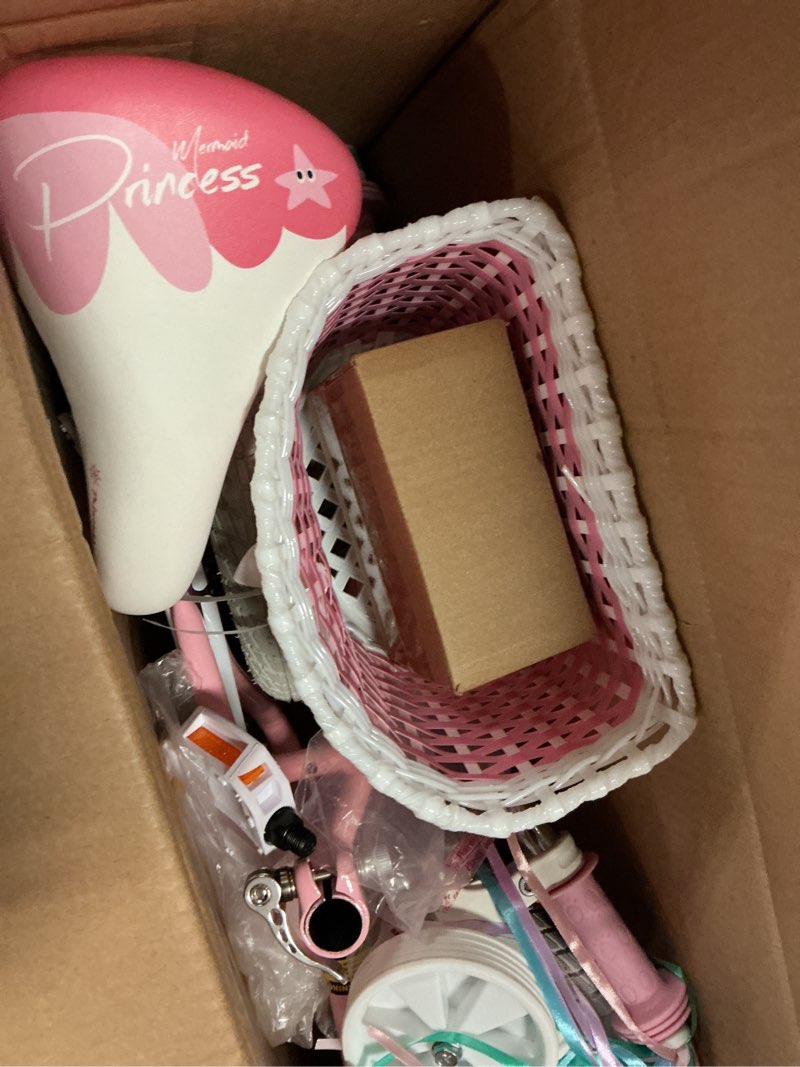 Condition photo showing Good Condition for costway mermaid kids bike, 12/14/16/18/20 inch toddler bike w/removable training wheels, streamers, doll storage basket, handbrake & coaster brake, children kids bicycle for 3+ years old boys & girls pink 12 inch