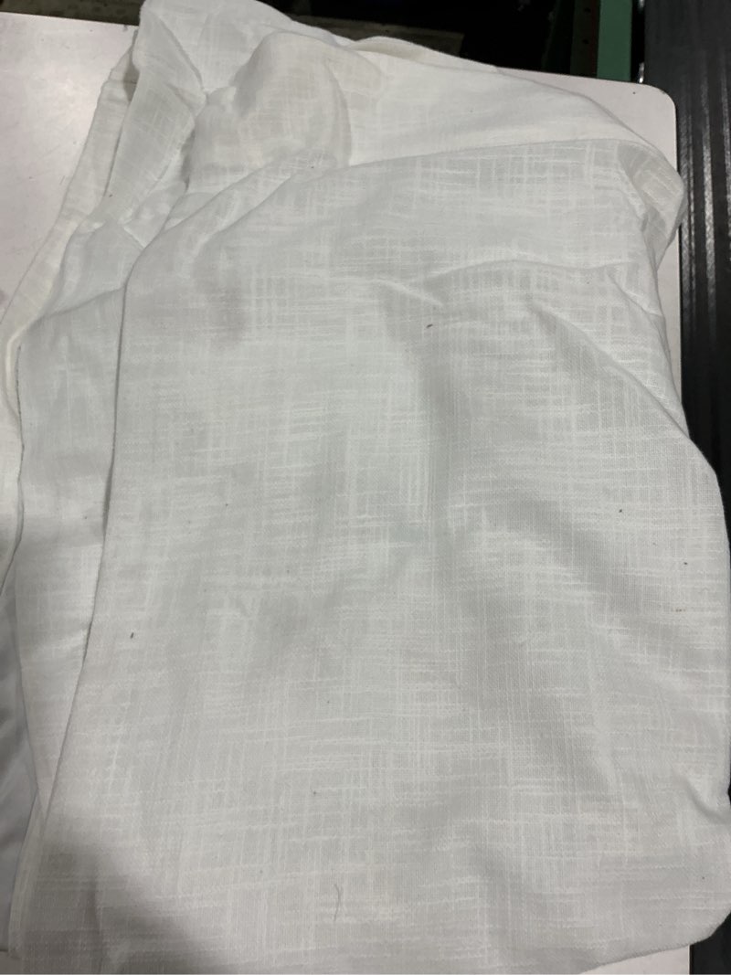 Condition photo showing As Is for luster velvet room darkening curtain color white