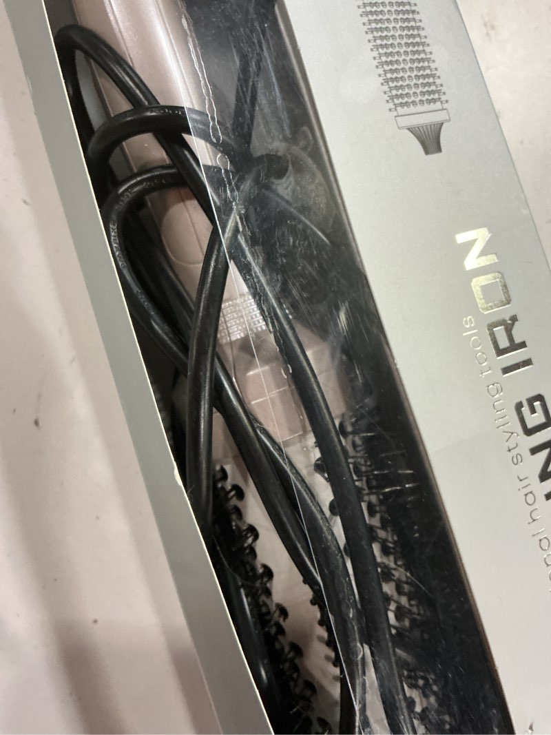 Condition photo showing As Is for k&k thermal brush heated round brush - blowout look volumizer with 1.7 inch heated round for hair styler tool hair straightener and curler 2 in 1 dual voltage temperture contronal (silver, 1.7 inch) silver 1.7 inch