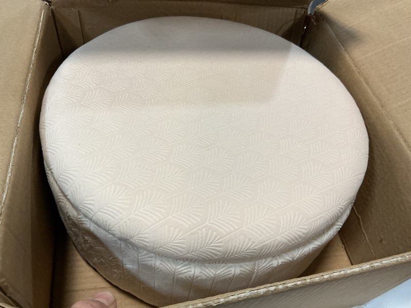 Condition photo showing Good Condition for Cpintltr Footrest Footstools Round Velvet Ottoman with Storage Space Soft Vanity Chair with Memory Foam Seat Small Side Table Hallway Step Stool 4 Gold Metal Legs with Adjustable Footings Champagne