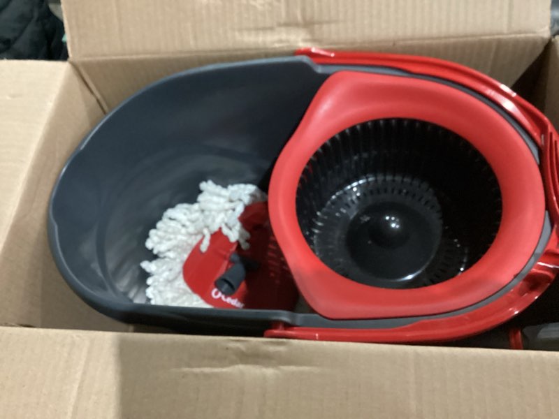 Condition photo showing Good Condition for O-Cedar EasyWring Microfiber Spin Mop, Bucket Floor Cleaning System, Red, Gray, Standard Easywring Spin Mop & Bucket
