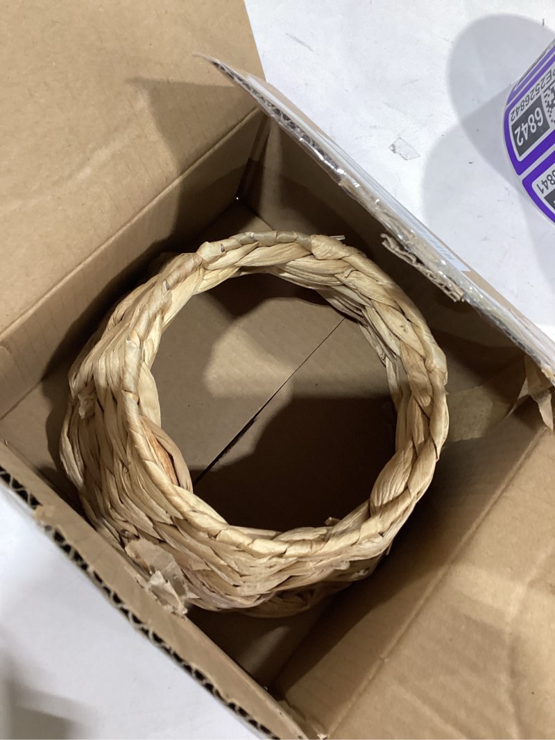 Condition photo showing As Is for 7.5-Inch Mini Christmas Tree Collar, Handcrafted Woven Hyacinth Holiday Rattan Tree Skirt Accessory-Natural