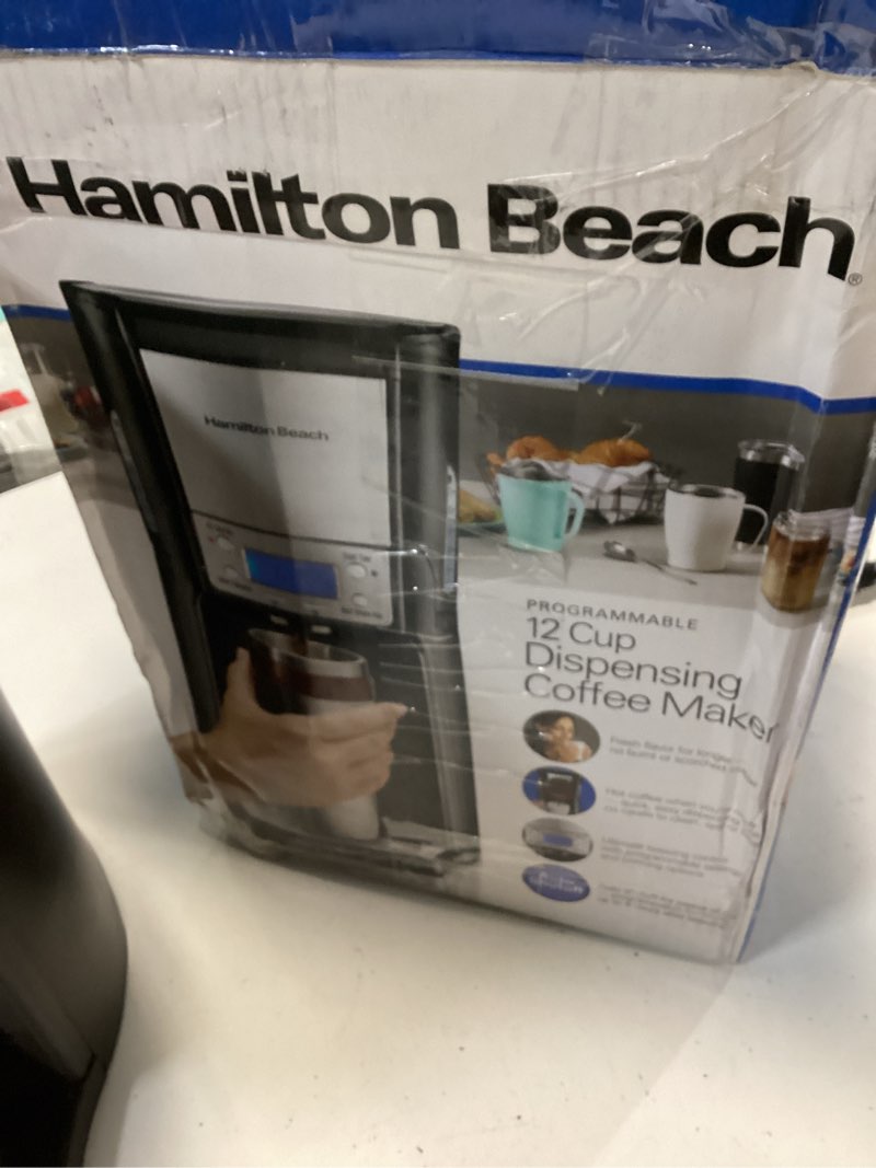 Condition photo showing As Is for Hamilton Beach 48464 BrewStation Summit Black Single Serving 12 Cup Coffee Maker with Auto Shut Off