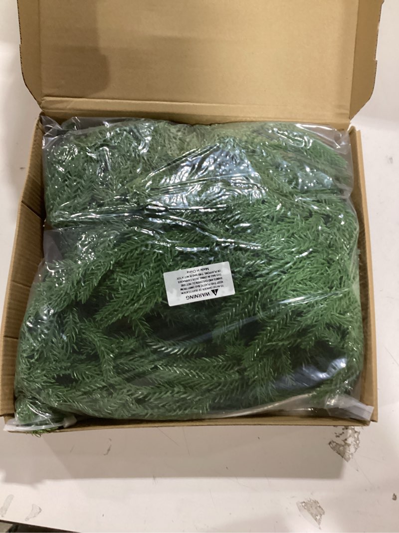 Condition photo showing New/Like New for Artificial 2Pcs 6Ft Norfolk Pine Garlands, Real Touch Christmas Winter Pine Garland, Thick Deluxe Faux Green Greenery Garland for Table, Fireplace, Stairs, Mantle, Indoor Outdoor Christmas Decorations 6FT-2PCS