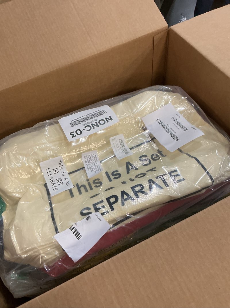 Condition photo showing New/Like New for Preboun 180 Pcs Non Woven Tote Bags Bulk 13.78 x 9.84 x 3.94 Inches Reusable Foldable Cloth Bags with Handles Grocery Tote Bulk for Adults Shopping Birthday Party Favor, 12 Colors