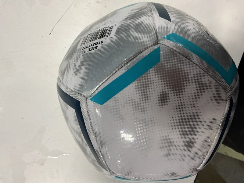 Condition photo showing As Is for ocala all size soccer ball white and navy blue 3