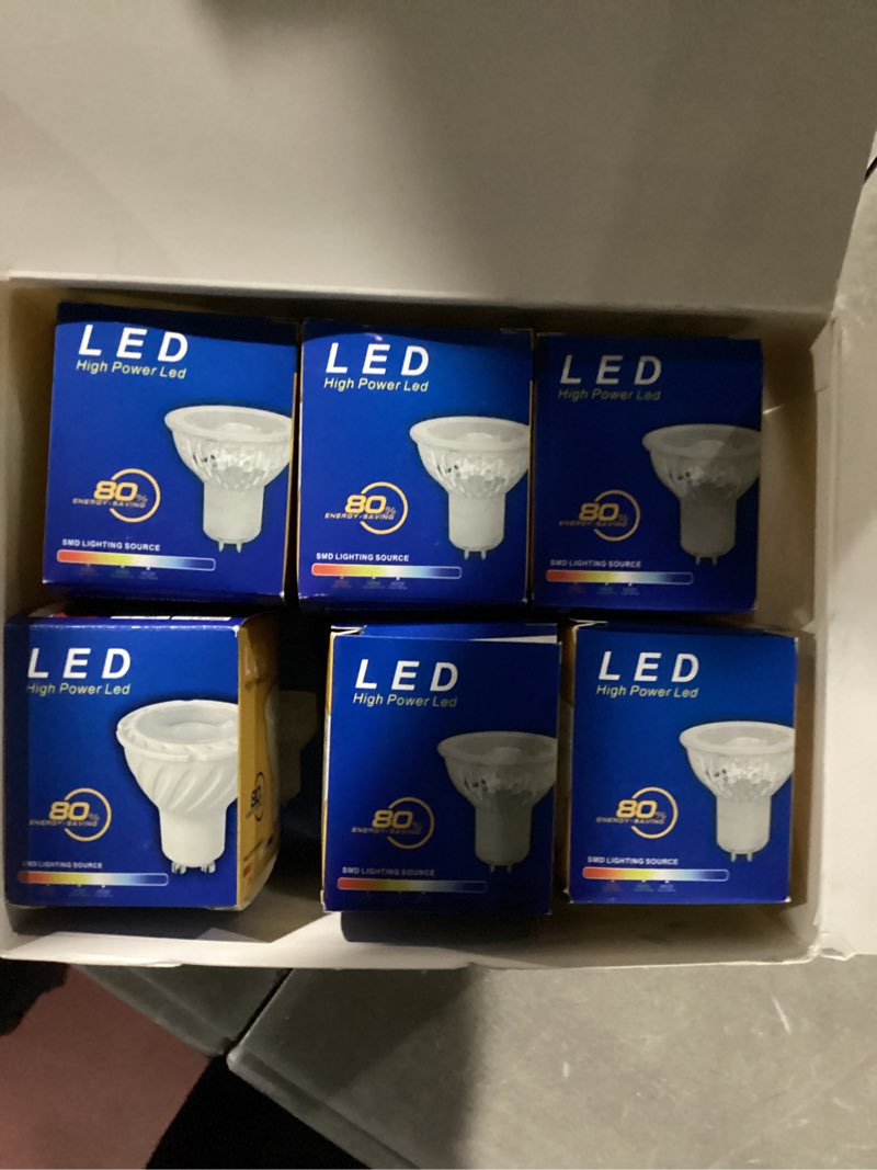 Condition photo showing New/Like New for 12-Pack Dimmable GU10 LED Bulbs, 4000K Natural White, Equivalent to 35W Halogen, 120V Spotlight Bulbs for Shops, Living Rooms, Kitchens, Bathrooms, Bedrooms White Gu10 Dimmable 12 Lights 4000K