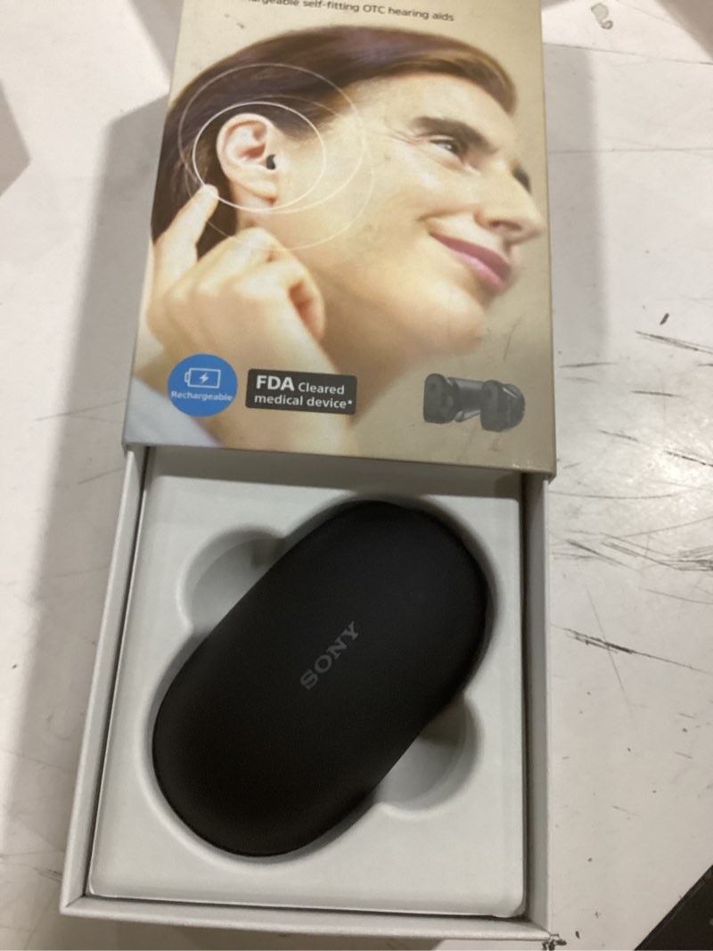 Condition photo showing Good Condition for sony cre-c20 self-fitting otc hearing aids for mild to moderate hearing loss, prescription-grade sound quality, compact virtually invisible design, customizable app, and rechargeable battery