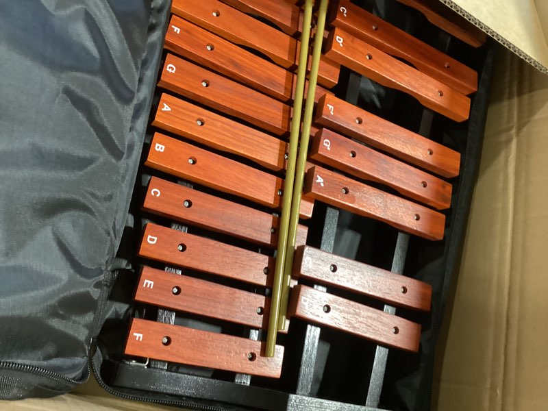 Condition photo showing Good Condition for vevor glockenspiel xylophone, 25 notes, wooden professional xylophone percussion instrument, with 4 mallets, carrying bag, beginner glockenspiel musical instrument kit for adults and kids students brown 25 note - basic kit