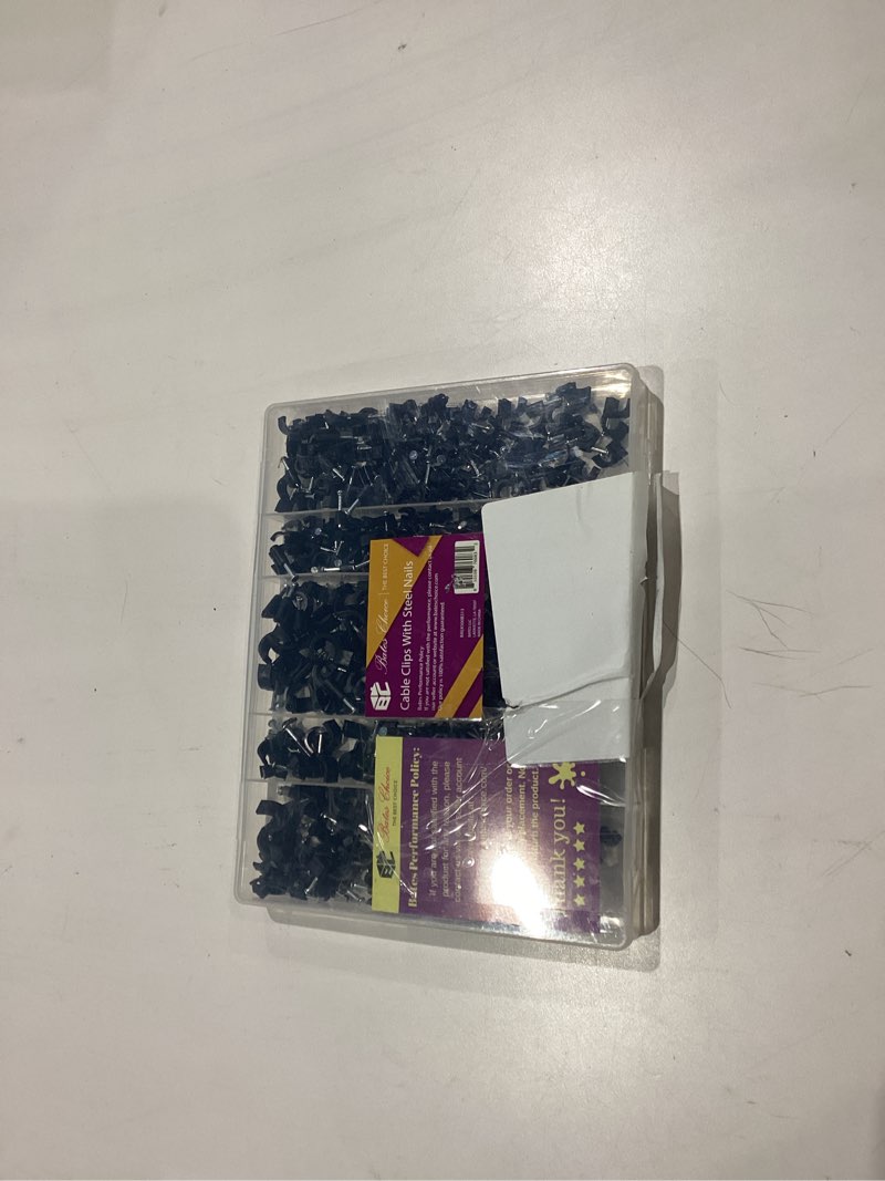 Condition photo showing New/Like New for Bates- Cable Clips with Steel Nails, 360 pcs, Black, 4mm 5mm 6mm 8mm 10mm, Cord Clips for Wires on Wall, Cable Wall Clip, Wire Wall Clips, Cable Wire Clips, Coaxial Cable Clips, Cord Wall Clip Cable Clips with Steel Nails, 360 pcs, 4 - 10mm Black