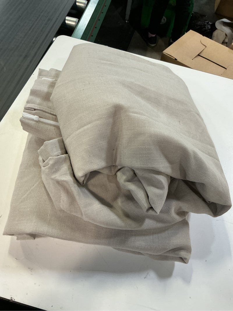 Condition photo showing As Is for nicetown pro 100% blackout taupe curtains for bedroom, pinch pleated room darkening window treatments thermal insulated linen blend drapes for living room/bedroom, 2 panels, w40 x l108 40"w x 108"l (pack of 2) taupe