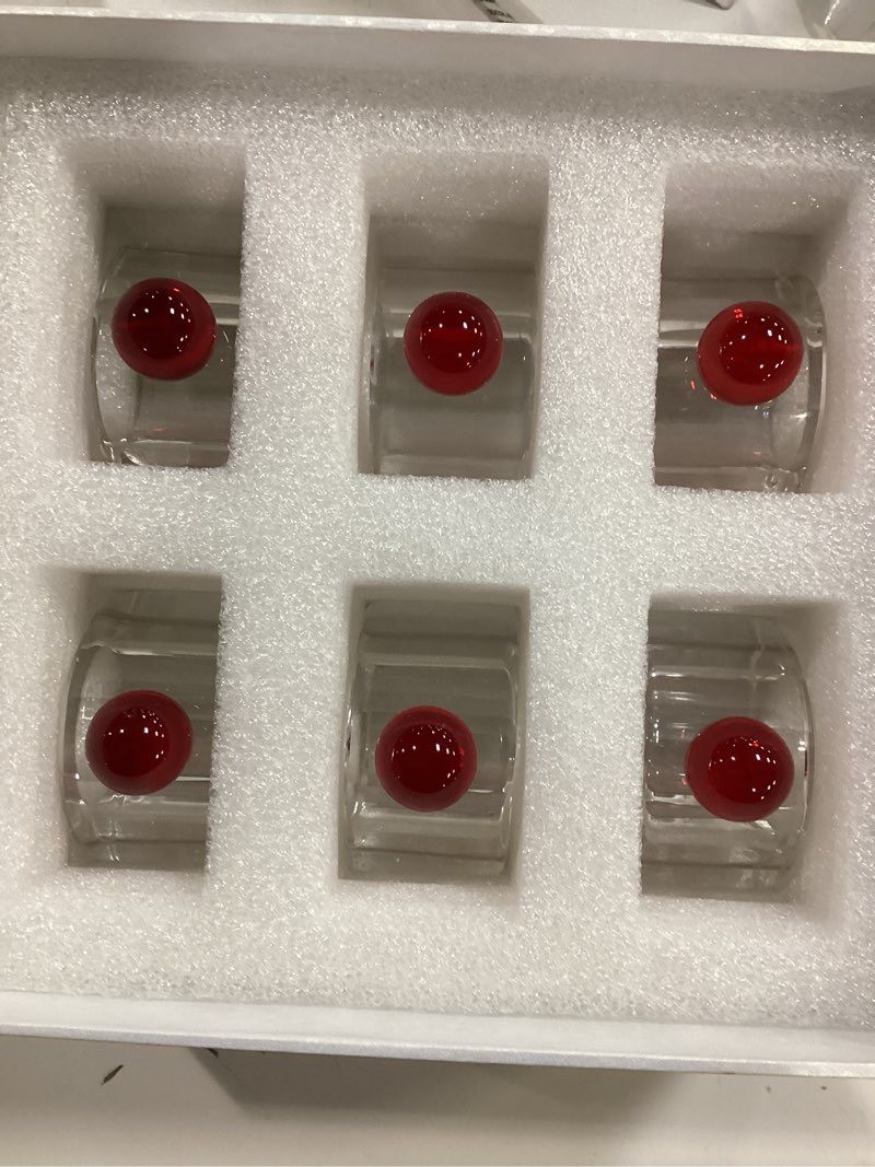 Condition photo showing Good Condition for Crystal Napkin Rings Holder Silver Diamond Napkin Rings Pack of 6 Pieces with red Decor, Hotel Restaurant Wedding Party Holiday Banquet Dining Table Decor set of 6(red)