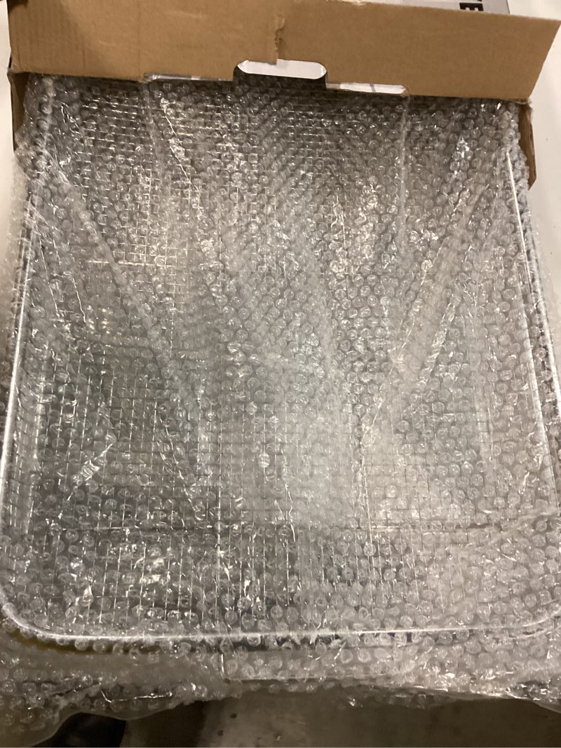 Condition photo showing Good Condition for 18.7" X 12.8" Extra Large Air Fryer Basket for Oven, OvenCrisp Oven Air Fryer Basket and Tray Set With 30PCS Parchment Papers, Stainless Steel Air Fryer Pan and Crisper Tray for Frying Baking