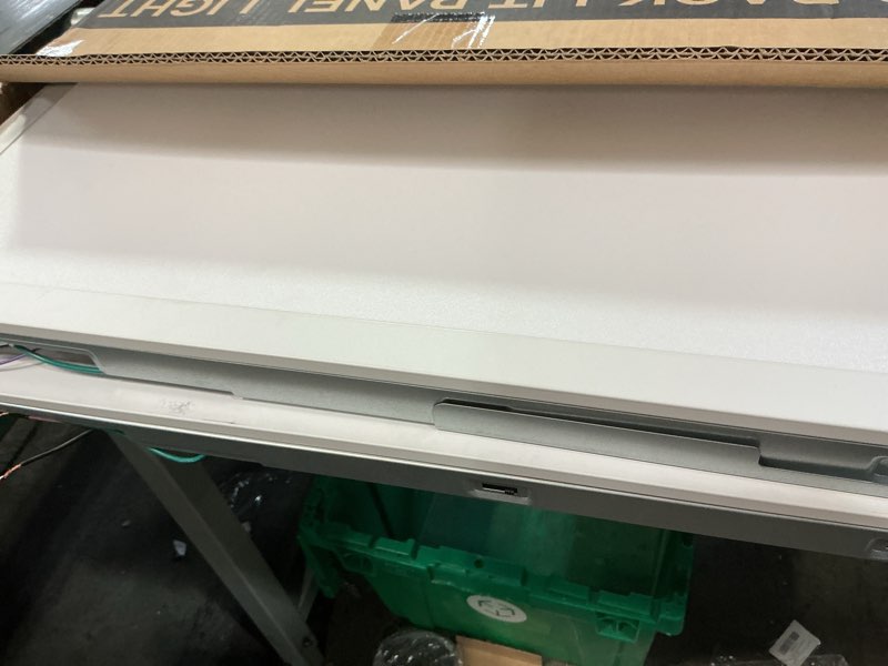 Condition photo showing As Is for 2x2 LED Flat Panel Light,Drop Ceiling Troffer Fixtures, 15W-40W 5 Wattage Selectable, 5CCT 3500K-6500K, 0-10V Dimmable Back-Lit, Anti-Glare, Safety Hooks, AC120-277V, ETL Listed– 2 Pack 2x2FT-2pack