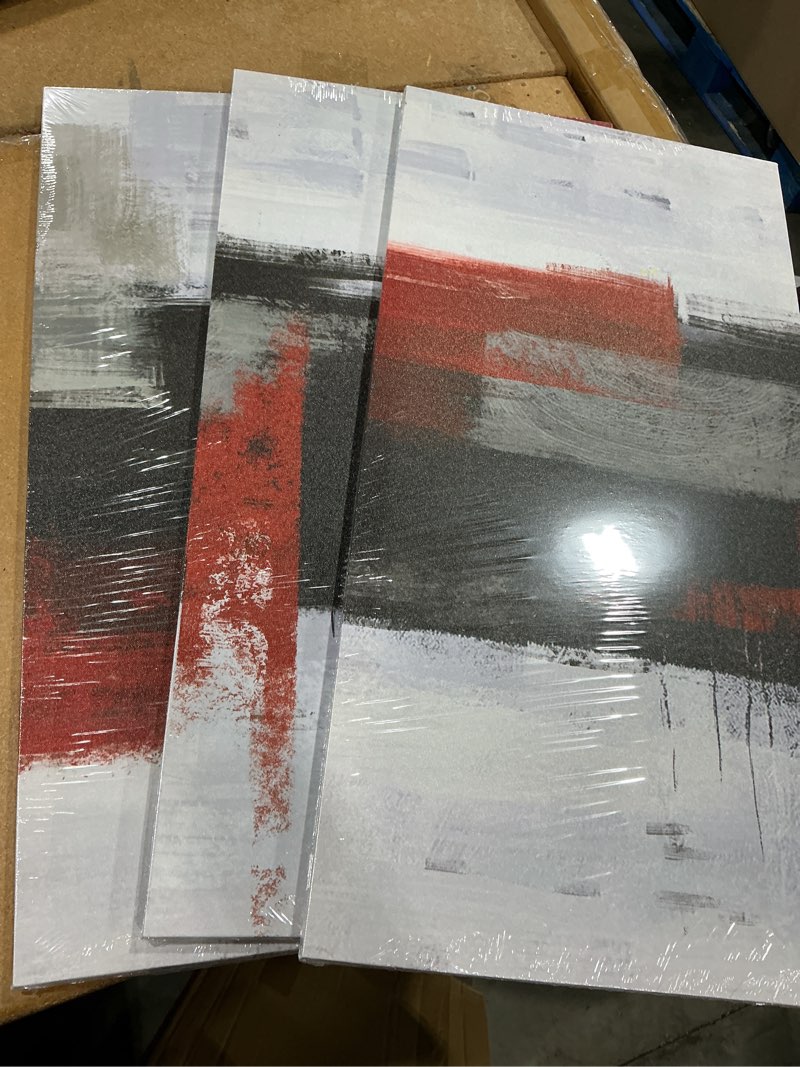 Condition photo showing New/Like New for red and black wall art-abstract picture 3 piece canvas print wall painting modern artwork canvas wall art for living room home office dã©cor