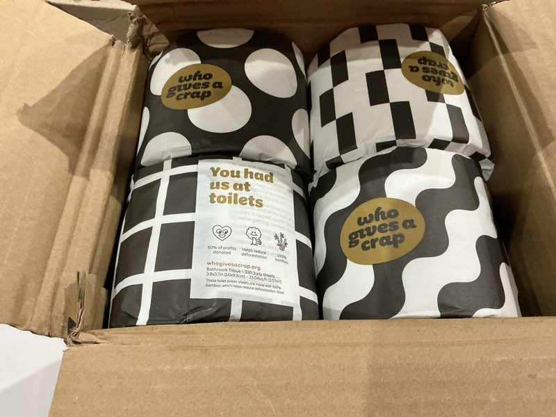 Condition photo showing New/Like New for who gives a crap 100% bamboo toilet paper, 16 rolls, 3 ply, 330 sheets, long, strong & soft toilet tissue, sustainable, biodegradable, renewable, tree free bathroom tissue made with bamboo fibers 16 roll (pack of 1) bamboo