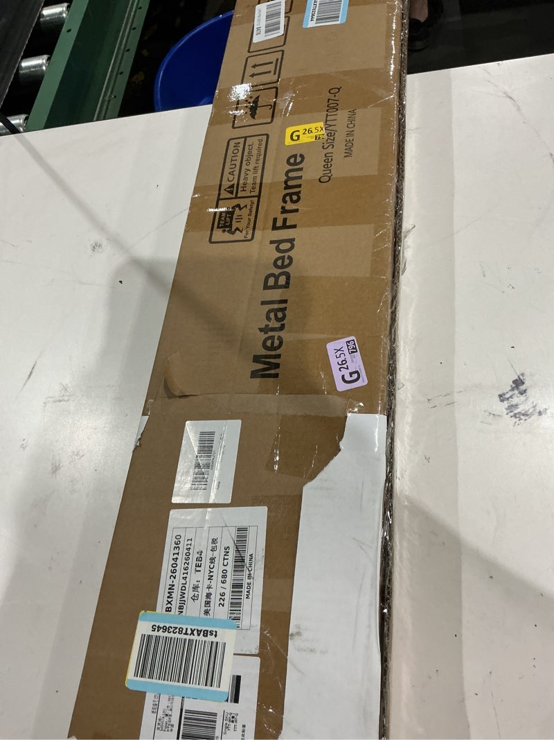 Condition photo showing New/Like New for queen bed frame, 7 inch basics metal bed frame, heavy duty 9-leg base for box spring and mattress, noise-free, easy assembly, black queen (u.s. standard) modern