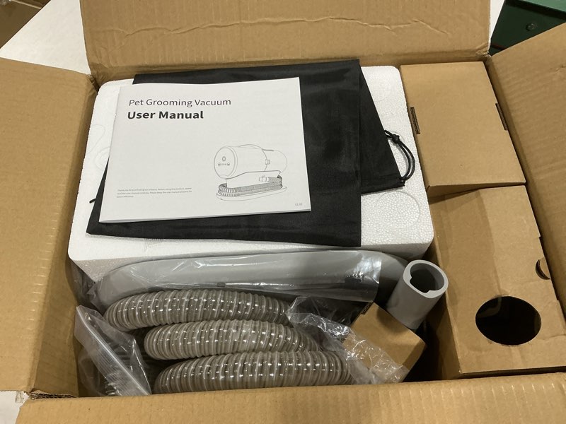 Condition photo showing Good Condition for airrobo dog grooming vacuum and kit with clipper nail trimmer grinder, 12000pa pet vacuum for shedding grooming, 2l large capacity dog hair vacuum with 8 pet grooming tools, pg100 plus light gray-8-in-1