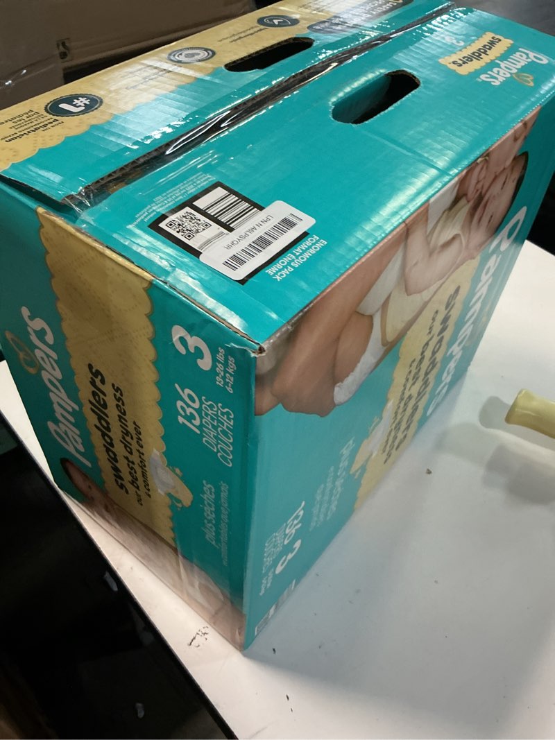 Condition photo showing New/Like New for Pampers Swaddlers Diapers, Size 3 (13-26 lbs), 136 Count, Absorbent, Keeps Baby Dry and Comfortable, Skin Safe Disposable Baby Diaper (Packaging May Vary) Size 3 136