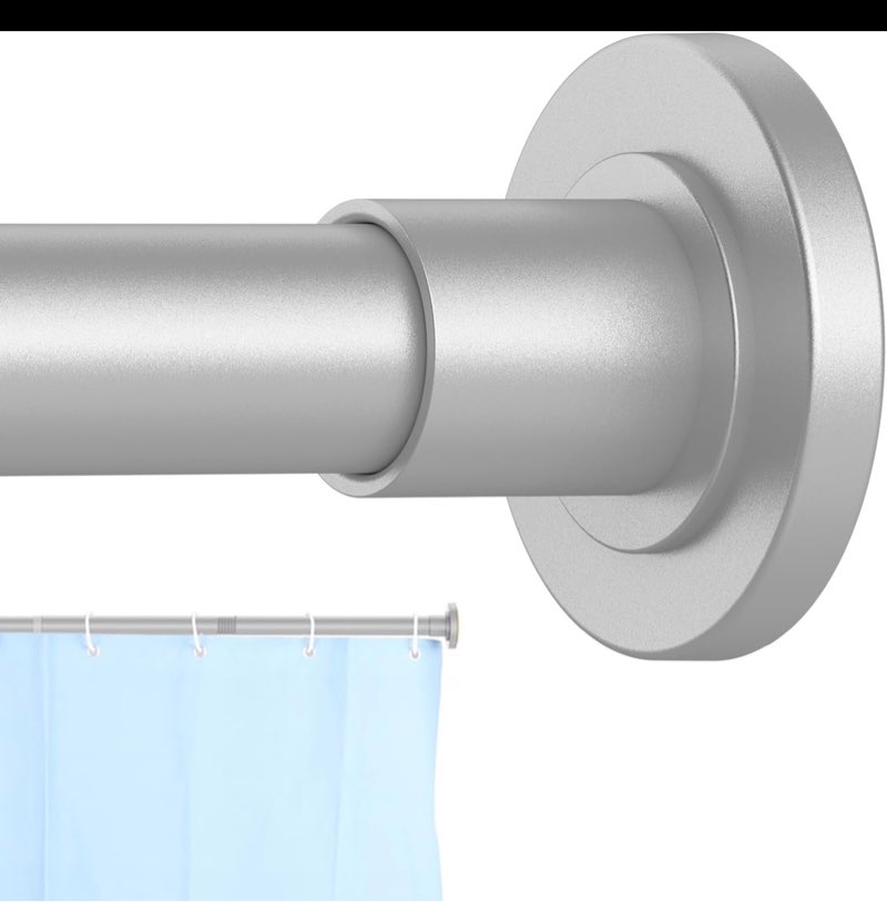 Silver Shower Curtain Rod 31 to 80 Inch,1 Inch Diameter Adjustable Spring Tension Stainless Steel Telescoping Rod,Easy Install,No Rust 31-80 Silver