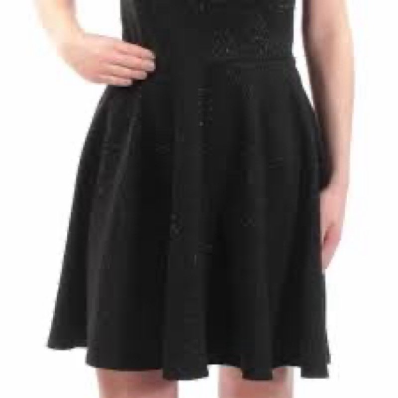 Jump Junior's Glitter Ottoman V-Neck Fit and Flare Dress, Black, 3/4