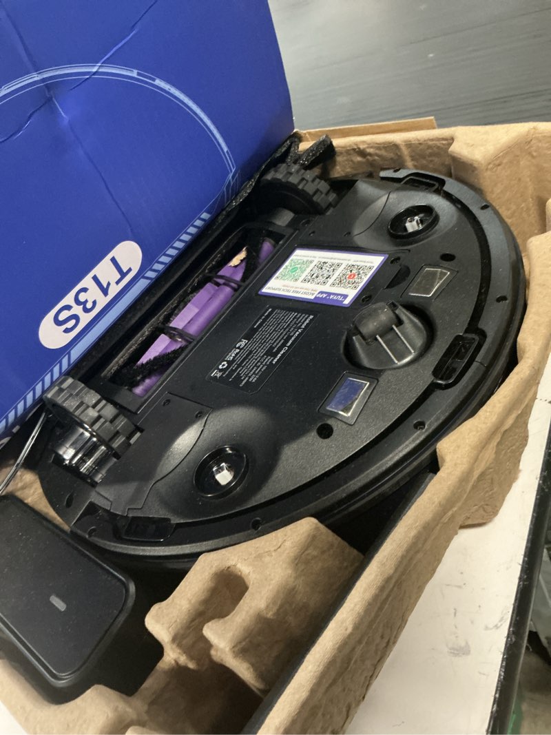 Condition photo showing As Is for robot vacuum and mop combo, 8000pa suction automatic vacuum robot with mop 2 in 1, app/voice/remote control, self-charging, slim, ideal for hard floor, pet hair, carpet