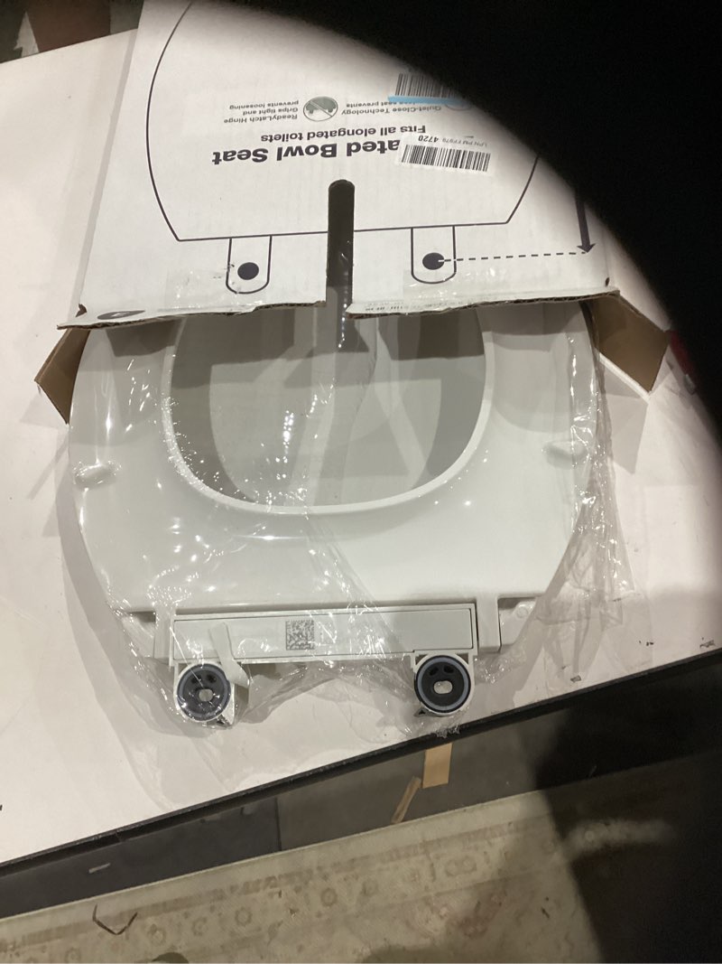Condition photo showing Good Condition for kohler 4636-rl-0 cachet readylatch elongated toilet seat slow close, soft close toilet seat quiet lid, contoured grip-tight bumpers installation hardware, apartment essentials, white white elongated ready latch
