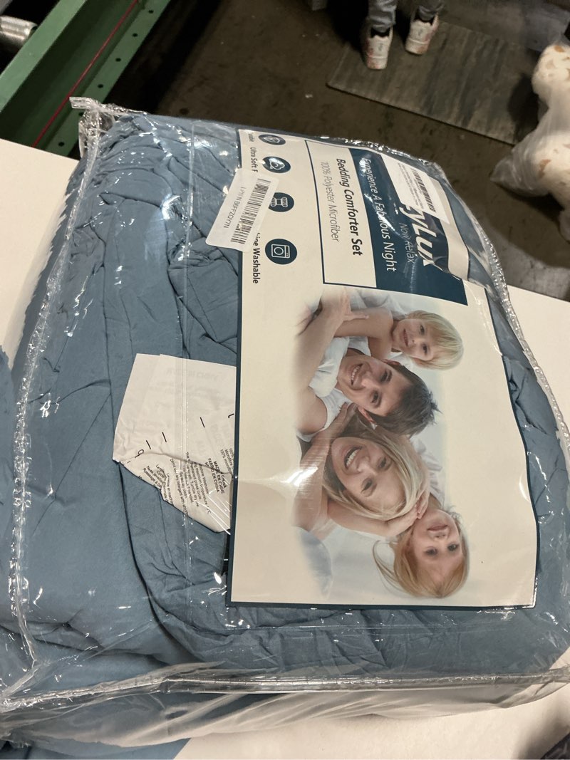 Condition photo showing Good Condition for cozylux oversized king comforter set grayish blue, 7 pieces bed in a bag comforter set with sheets, soft bedding sets with down alternative comforter, fitted sheet, flat sheet, pillowcases and shams grayish blue oversized king