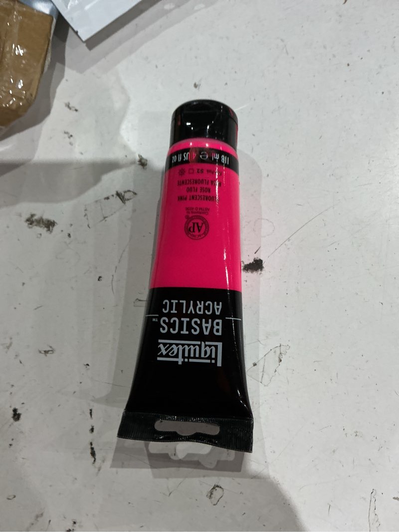 Condition photo showing As Is for liquitex basics acrylic paint, 118ml (4-oz) tube, fluorescent pink