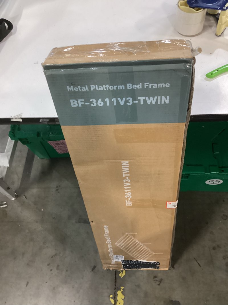 Condition photo showing New/Like New for olixis metal twin bed frame - 14in high with storage space, no box spring needed with sturdy steel slat support, 800lbs heavy duty for easy assembly, black for bedroom