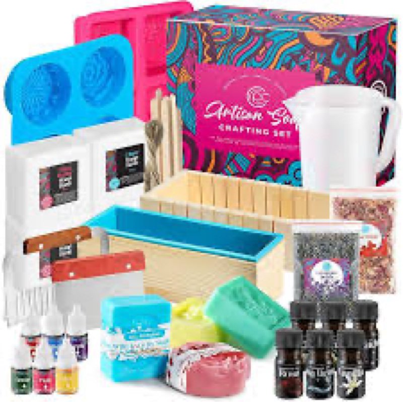 Soap Making Kit with Melt & Pour Base, Cutting Box, Molds, Fragrances - for Adults & Kids by Prime C