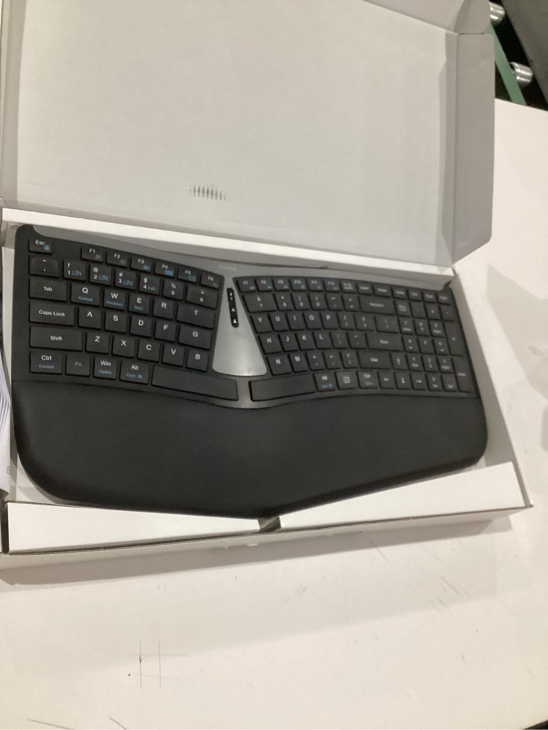 Condition photo showing Good Condition for nulea rt07b wireless ergonomic keyboard - split keyboard, wrist rest, natural typing, bluetooth and usb connectivity, usb-c rechargeable,compatible with windows mac (silver black) a-silver black