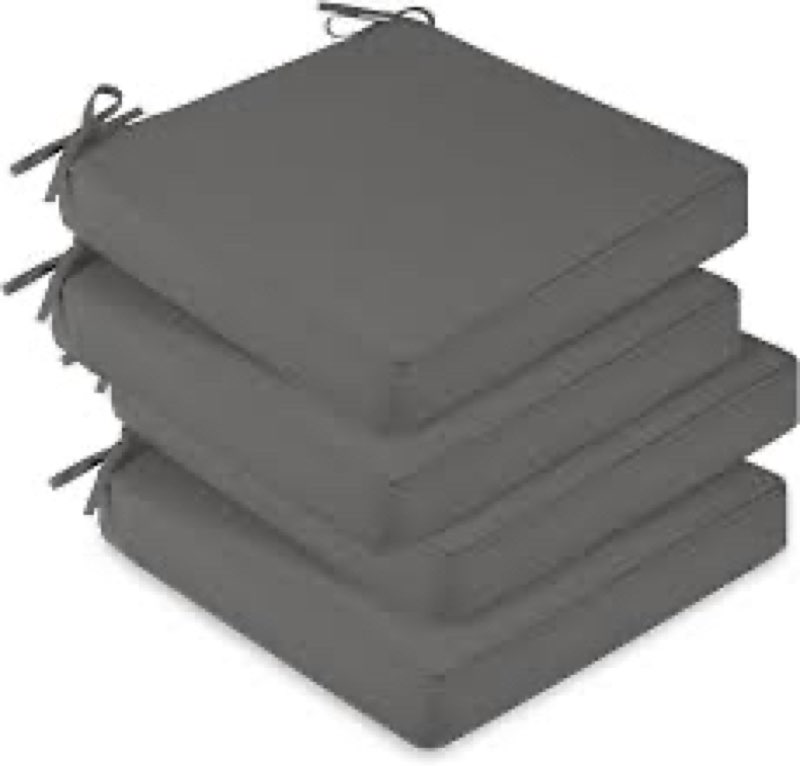 downluxe Waterproof Outdoor Chair Cushions Set of 4, 19" x 19" x 3" Patio Chair Cushion with Non-Sli