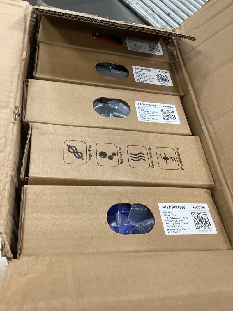 Condition photo showing New/Like New for Kingroon PLA 3D Printer Filament, 10 Rolls, Dimensional Accuracy +/- 0.02 mm, 10kg Spool(22lbs), 1.75 mm?2Black+2White+2Grey+2Red+2Blue 10*1kg(2black&2white&2grey&2red&2blue)
