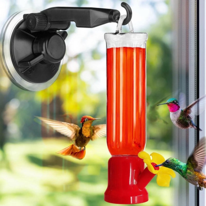 Gray Bunny Window Hummingbird Feeder with Strong Suction Cups Hangers (1 Pack) Small Plastic Humming Birds Feeders for Outside, New Leak-Proof Design, Gifts for Mom, Dad, Bird Lovers