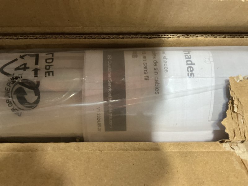 Condition photo showing Good Condition for LazBlinds No Tools No Drill Cordless Roller Shades, Light Filtering Window Sheer Shades Transparent UV Protection Roll Up Blinds for Windows, 36'' W x 72'' H, White White Sheer 36'' W x 72'' H