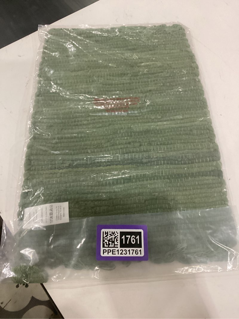 Condition photo showing Good Condition for creative co-op cotton chindi placemat with tassels, olive green