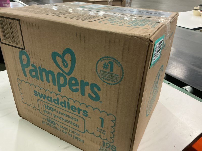 Condition photo showing New/Like New for Pampers Swaddlers Diapers, Size 1 (8-14 lbs), 198 Count, Absorbent, Keeps Baby Dry and Comfortable, Skin Safe Disposable Baby Diaper (Packaging May Vary)