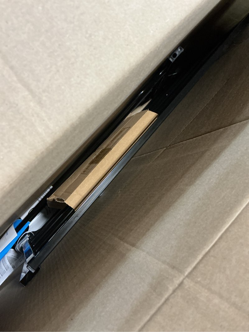 Condition photo showing As Is for regalo safety 29-38.5" baby gate for doorways & bottom of stairs, pressure mounted baby gate with door for babies, toddlers & pets, tested & safe for 30 years, american designed, american owned, black black 29-38.5"w x 30"h
