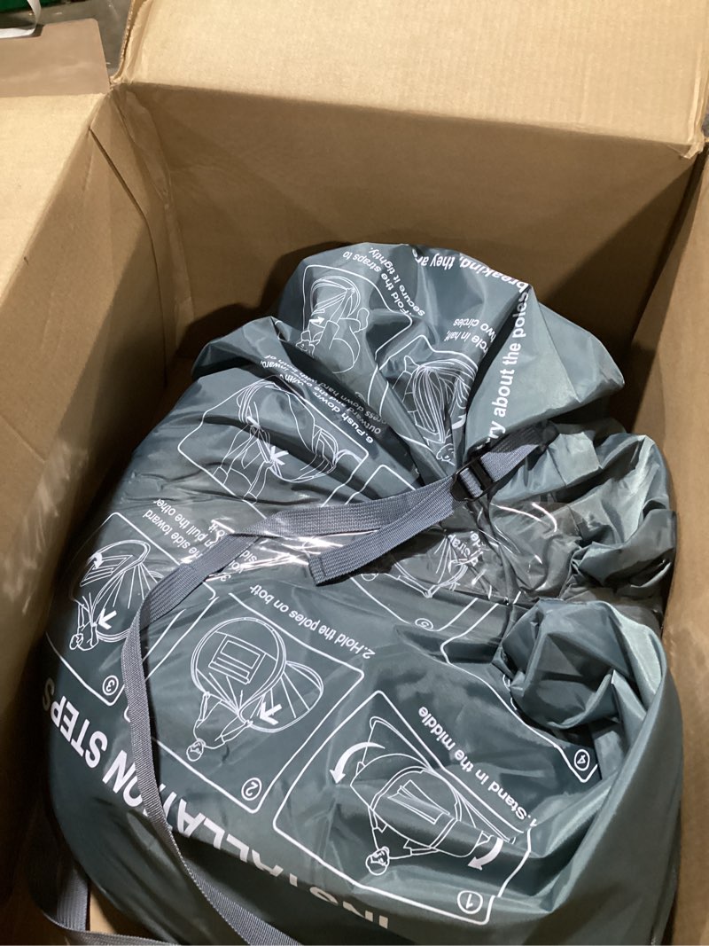Condition photo showing As Is for 4 Person Easy Pop Up Tent,9.5’X6.6’X52'',Waterproof, Automatic Setup,2 Doors-Instant Family Tents for Camping, Hiking & Traveling Green 4 Person