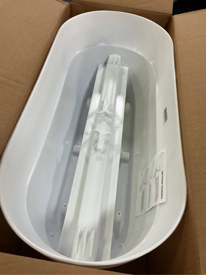 Condition photo showing Good Condition for bloomers railing planter with drainage holes – 24" weatherproof resin planter – polyethylene plastic - white white 24.3 × 10.5 × 9.5 inches