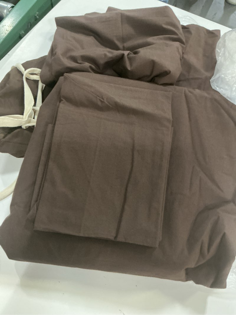 Condition photo showing Good Condition for quince, european cotton brushed duvet cover/ set of 3 pcs/standard/espresso