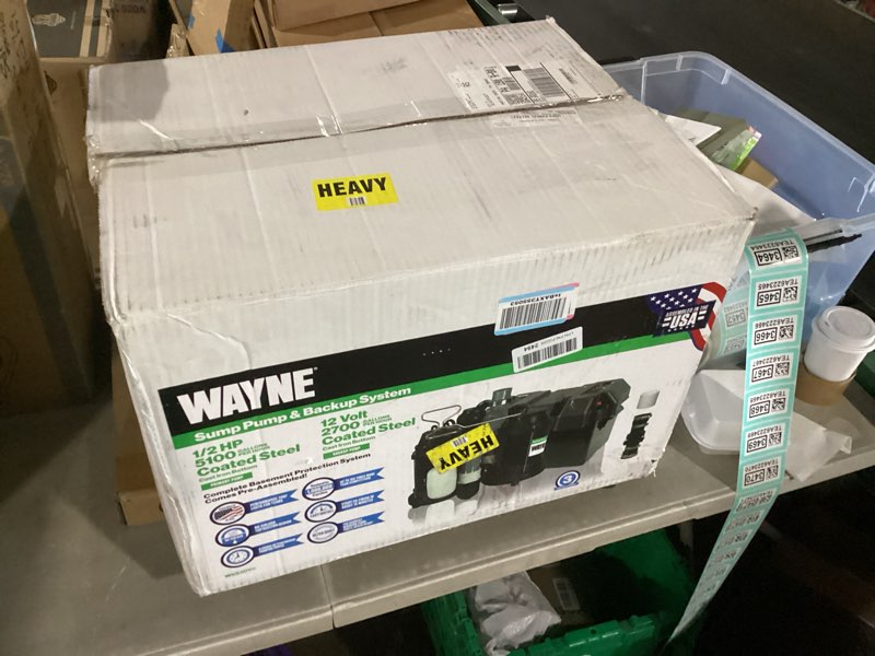 Condition photo showing New/Like New for wayne - 1/2 hp basement [sump] [pump] system with integrated vertical float switch and 12 volt [battery] back up capability, [battery] not included - up to 5,100 gallons per hour - heavy duty wss30v combination sump pump system pump