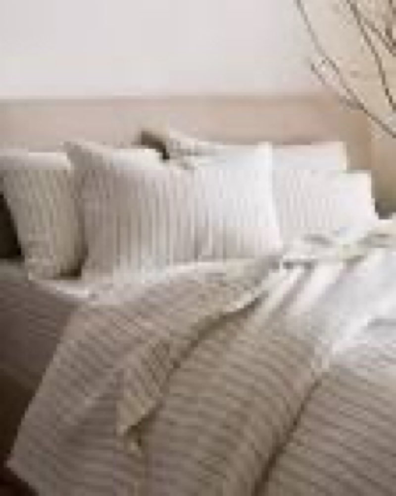 Quince, Queen linen Duvet Cover Set King Size Quince European Linen Natural/White Strip