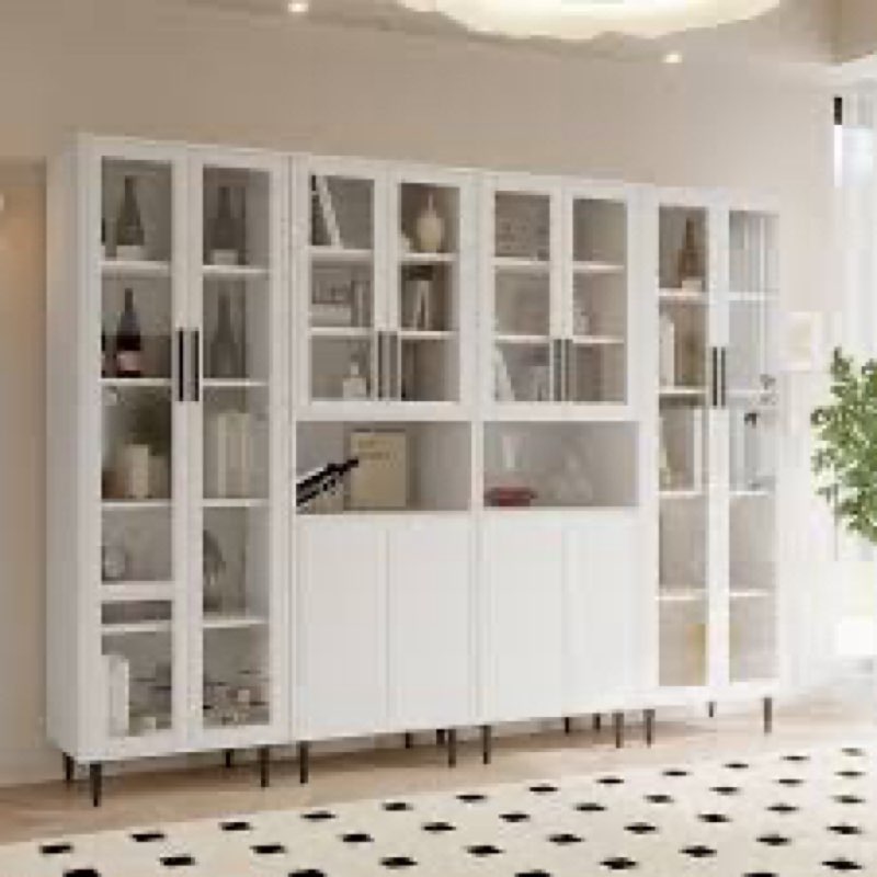 Wilma 94.4"W Book Cabinet Storage Bookcase, White